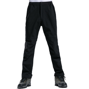 Autumn and winter outdoor soft shell pants men's windproof waterproof assault pants women's composite polar fleece mountaineering ski pants sports equipment