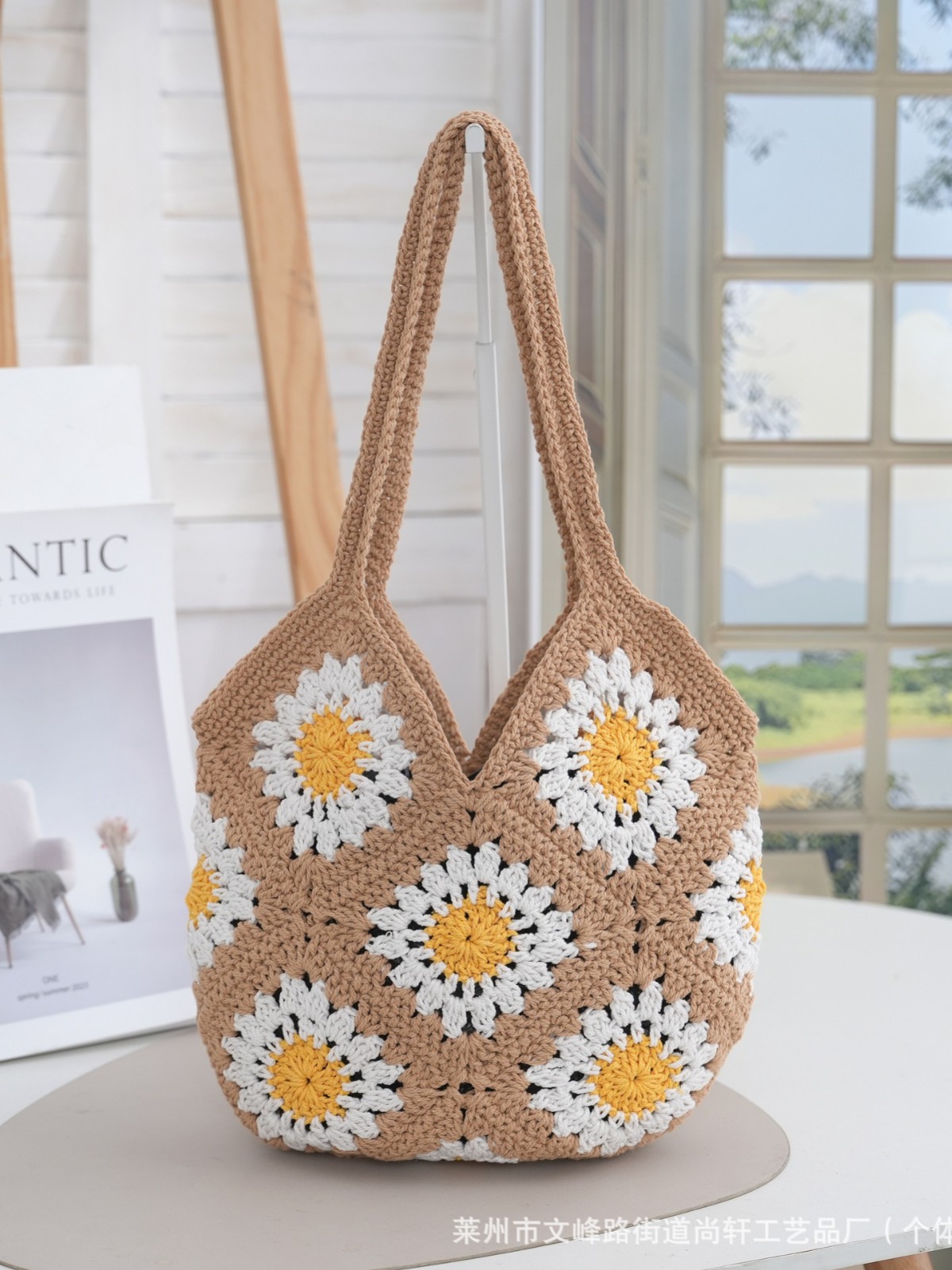 Trendy and stylish crossbody handmade bag, new cross-border product, hand-woven wool bag, DIY handmade shoulder bag.
