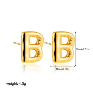 European and American Cross-border Fashion Simple All-match Niche Design Stainless Steel Gold 26 English Bubble Letter Earrings