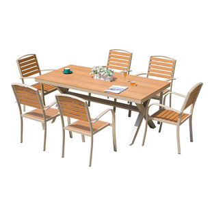Outdoor Tables and Chairs Plastic Wood Leisure Outdoor Anticorrosive Wood Villa Balcony Outdoor Waterproof Courtyard Garden Waterproof Sun Tables and Chairs
