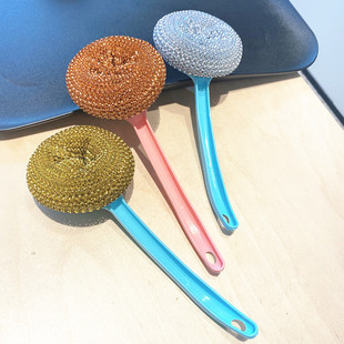 Round head color handle bent pot brush cleaning ball pot brush 1 yuan Shop 2 yuan shop supply