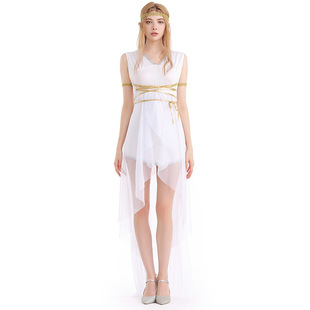 Foreign trade style Amazon European and American white mesh dress cosplay Roman clothing Nordic myth Goddess