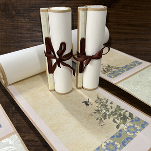 Batik Xuan paper calligraphy scroll hand-mounted blank scroll small mini scroll calligraphy work paper vintage flowers and birds