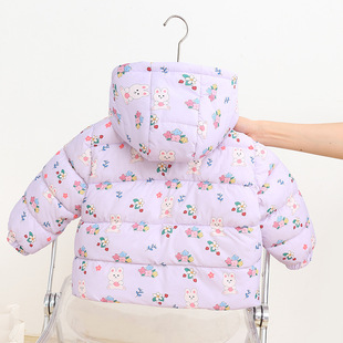 Children's Down Cotton-padded Coat Baby's Winter Clothes Cotton-padded Coat Girl's Floral Cotton-padded Coat Autumn and Winter Medium and Small Warm fleece-lined Top