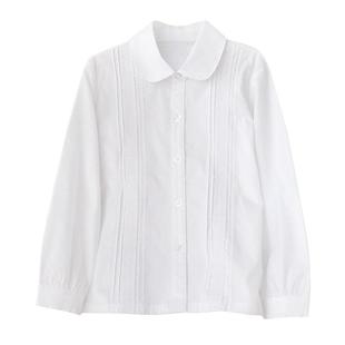 Girls' White Shirt Long Sleeve Cotton College School Uniform for Middle and High School Students Children's Performance Clothes Children's Wear Shirt