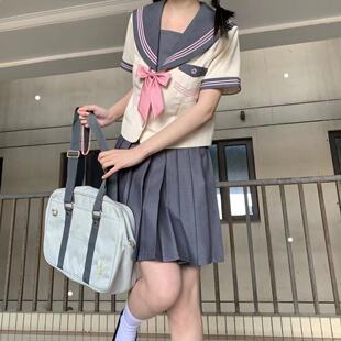 Japanese Style Soft Girl Summer New JK Pleated Skirt Uniform Academy Style suit Short Sleeve Gray Powder Sungalls