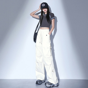 American Style Fashion Brand High Street Hip Hop Jazz Dance Casual Pants Women's Spring and Summer New Arrival Loose High Waist Loose Sports Overalls