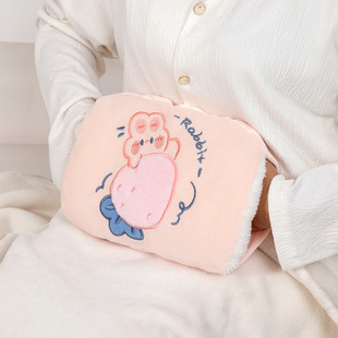 Explosion-proof charging hot water bag plush embroidered cloth set warm water bag PVC water filling detachable warm handbag winter warm