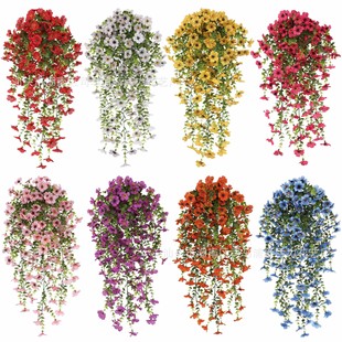 Factory wholesale cross-border simulation violet wall hanging rattan outdoor garden windowsill hanging basket hanging courtyard decoration rattan