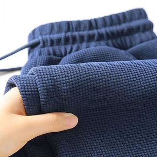 Cross-border waffle pants men's autumn casual loose working straight pants casual pants wholesale solid color men's pants