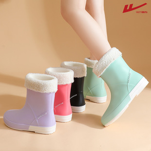 Huili Fashion Comfortable Rain Boots Women's Mid-length Rain Boots Non-slip Outer Wear Wear-resistant Outer Wear Casual Soft Bottom Water Shoes