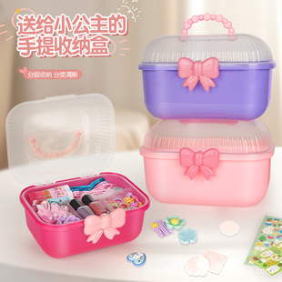 Children's Storage Box Double-layer Bowknot Storage Box Jewelry Box Hairpin Goo Card Internet Celebrous Bowknot Large Capacity Jewelry