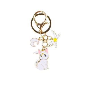 Cute Cat Car Keychain Angel Wings Metal Key Chain Pendant Luggage Phone Case diy Accessories