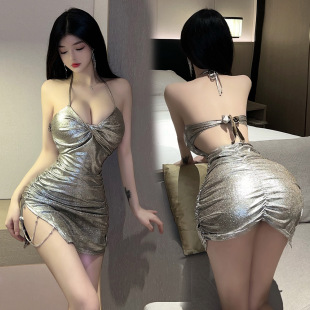 Jinxiao Sexy Lingerie, Passionate and Sexy Cheongsam, Small Breast Pajamas, Hot Pure Lust Temptation, Hip-Covering Slit Short Skirt Suit