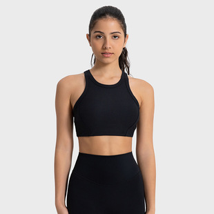 Autumn and Winter new vertical bar thread 2.0 turtleneck anti-exposure sports underwear high strength shock absorption fitness yoga bra