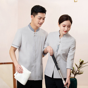 Hotel room cleaner work clothes short sleeve suit cleaning aunt property housekeeping cleaning clothing women