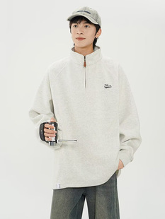 American-style Heavy Half Zip Sweatshirt Men's and Women's Trendy Brand Loose Spring and Autumn Collar Long-sleeved Sports All-match Couple's Jacket
