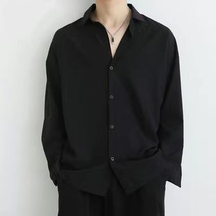 Summer Men's Shirt Men's Non-ironing Black Jacket Thin High-grade Draped Long-sleeved Fashionable Casual Shirt Men's Fashionable