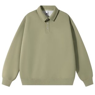 Autumn New Half Zip Polo Shirt Sweater Men's Trendy Brand American Solid Color Loose Sports Lapel Top