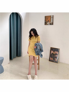 Korean version of solid color summer foreign trade new Joker loose version of fashion women's cross-border supply a generation of dress