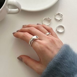 01812 Korean-style smooth cross large Radian geometric irregular ring fashion personalized trend ring