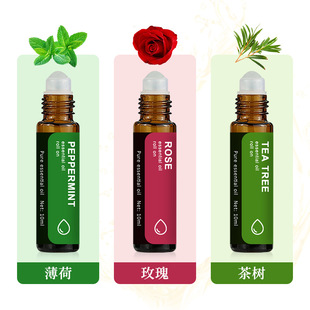 Cross-Border E-Commerce Roller Ball Essential Oil Amazon Small Bottle Repackaged Rolling Ball Essential Oil Rose Mint Rosemary Small Bottle Customization