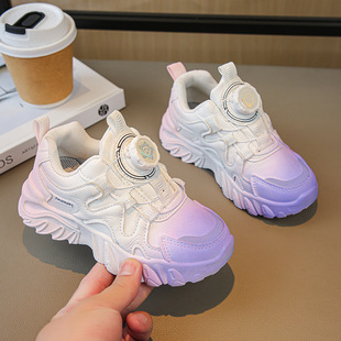 Girls sneaker 2023 Autumn New rotating button boys fashion casual shoes children running daddy shoes fashion