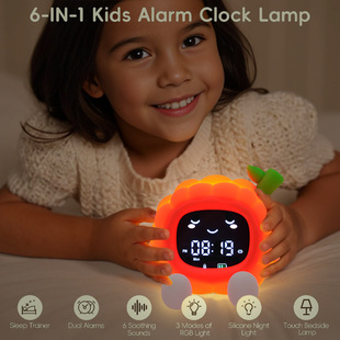 2025 cross-border new multi-function alarm clock breathing light silicone night light music clap light white noise sleep instrument