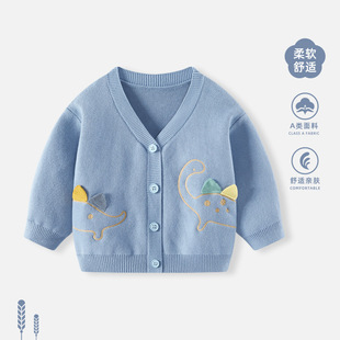 Детское пальто весна baby baby 2025 новый вязаный свитер для мальчиков свитер весна и осень тонкая одежда на улице