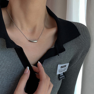 Titanium steel non-fading snake bone chain elbow small eggplant geometric necklace female ins cold style clavicle chain personality niche