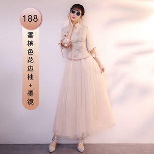 Chinese Bridesmaid Dress 2024 Winter New Chinese Style Bride Wedding Bridesmaid Group Sisters Dress fleece-lined Thickened Wholesale