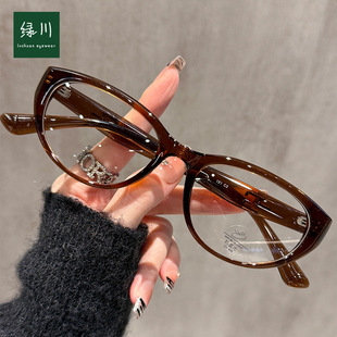 Early Spring New Quality TR Cat's Eye Myopia Glasses for Men and Women Wholesale European and American High Street Style All-Match Cold Tea Plain Glasses