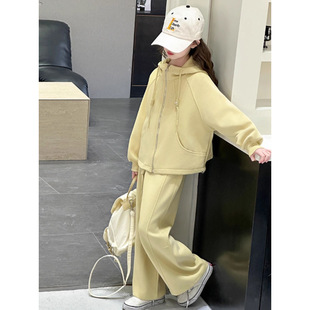 Girls' suit Spring and Autumn 2025 New Cuhk Children's Spring Dress Western Style Casual Sweat Sports Pants Two-Piece Set