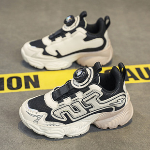 2024 spring new boys' shoes button shoes Boys' leather shoes Children's sneaker medium and big children's soft bottom fashionable children's shoes