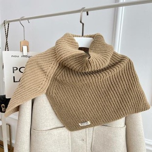 Korean style high-grade color matching turtleneck collar women's autumn and winter versatile pullover scarf 2023 New Cape knitted shawl