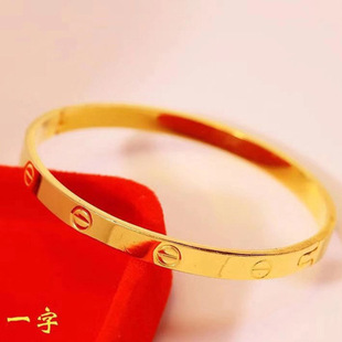 Vietnam Sand Gold Bracelet Women's Dark Buckle Bracelet Plated Fake Gold Color Pure Gold Emulation Gold Hand Bracelet Women's Jewelry