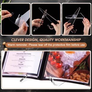 Acrylic Cooking Recipe Book Holder Plate Tea Cake Stand Easel Artwork Display Rack Bookshelf Round Disc Bracket