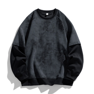SHOPEE Japanese Retro Long Sleeve Top Men's Autumn Fashion Brand Loose Crewneck Pullover Casual Sweater Men's Wholesale