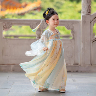Hanfu Girls 2025 Весенний и осенний детский новый китайский стиль платье