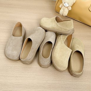 Full Genuine Leather Inner Height-raising All-inclusive Birkenth Shoes Women's 2025 Spring New Retro Slip-on Lazy Shoes Birkenth Shoes