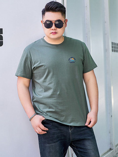 T-shirt Men's Short-sleeved Plus-sized Tiger Pattern Pure Cotton Crewneck Fat Man Loose Half-sleeved Youth Base Shirt Trendy