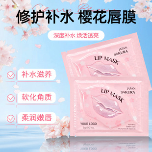 Cross-border Wholesale Cherry Blossom Moisturizing Glitter Lip Film Paste Desalination Lip Pattern Crystal Lip Color Lip Film Repair Deadskin Lip Film