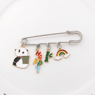 Cute Cartoon Little Panda Brooch Personalized Button Fixed Clothes Pin Brooch Badge Bag Accessories Waist Buckle