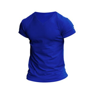 2023 Foreign Trade Men's Outdoor Solid Color V-neck T-shirt Casual Quick-drying Breathable Sweat-wicking Short-sleeved Multi-color Top in stock Hair