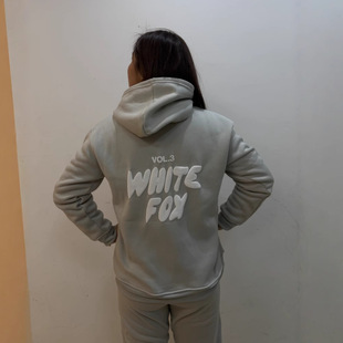 Europe and the United States cross-border autumn and winter new women's sweater suit fashion foam FOX long sleeve pullover hooded suit sweater