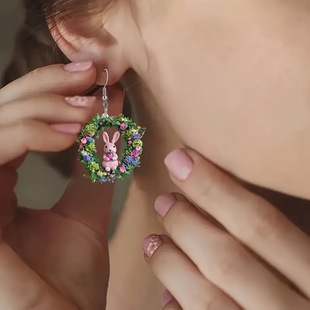 Charming acrylic bunny with wreath earrings-gift for festive parties and Easter celebrations,