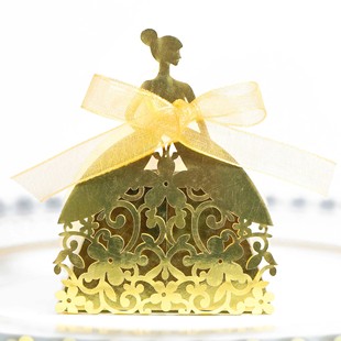 Cross-border wedding laser hollow beautiful girl chocolate candy box pearlescent pink girl carton factory in stock