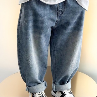 Cross-border Boys' Jeans Boys' New Children's Trousers Spring and Autumn Thin Light Color Straight Pants Boys' Korean Pants
