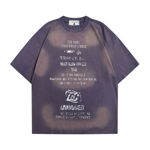 TKPA американский city boy ретро прилив колорит футболку с короткими рукавами oversize спортивная майка с половиной рукава