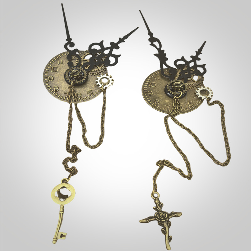 Steampunk Lolita Brooch Gothic Gear Pointer Rivet Cross Chain Hat Badge Hairpin Dual-Purpose Accessories